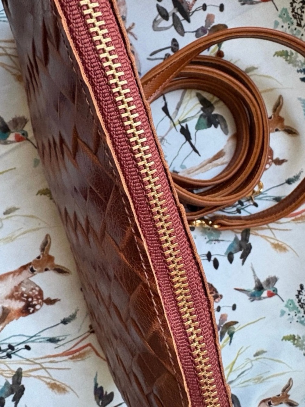Satchel of Savannah piper cognac Woven Leather Shoulder Bag in Brown - Picture 3 of 5